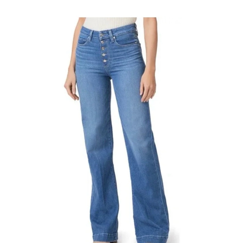 PAIGE Light Blue Wide Leg Flare Jeans